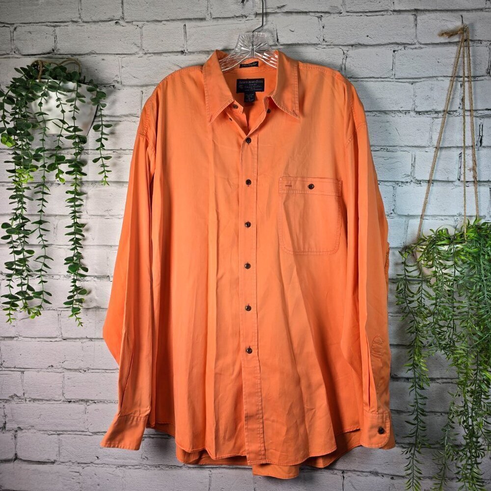 ABERCROMBIE AND FITCH THE ANGLER LONG SLEEVE FISHING SHIRT ORANGE MENS SIZE XL - Picture 4 of 4